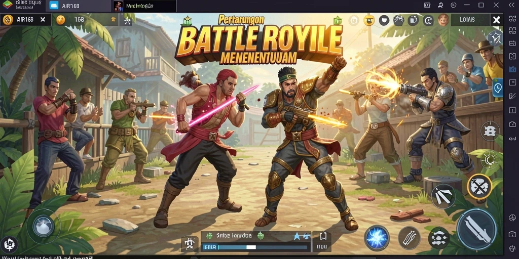Tampilan aksi seru dalam gameplay Battle Royale AIR168.