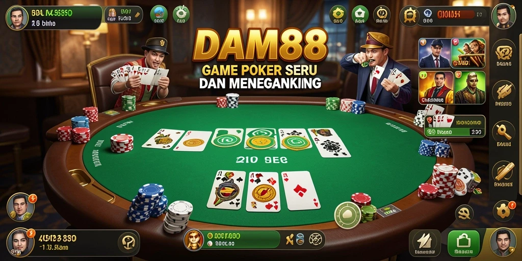 Tampilan gameplay Poker yang menegangkan di DAM88.