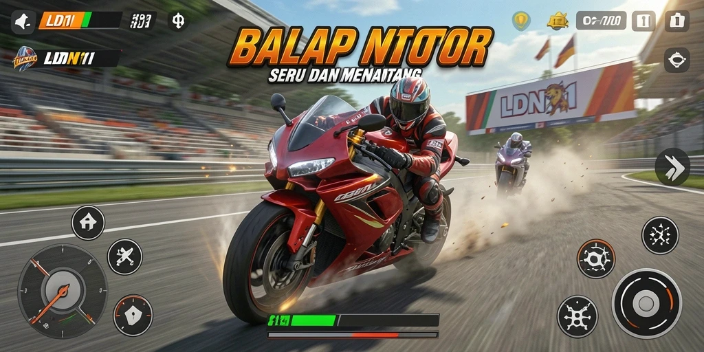 Tampilan gameplay LDN11 yang memukau dan menegangkan di lintasan balap.