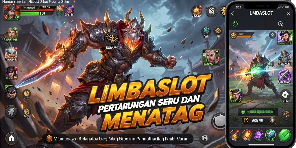 Tampilan gameplay menegangkan di LMBASLOT dengan karakter bertarung.