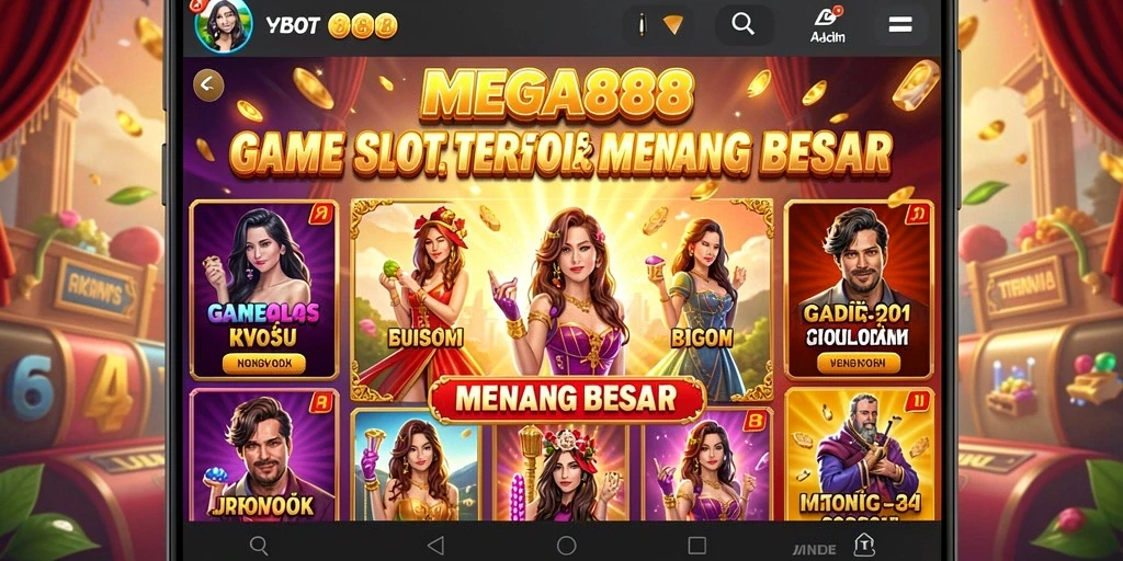 Tampilan gameplay MEGA888 yang mendebarkan dan penuh warna.