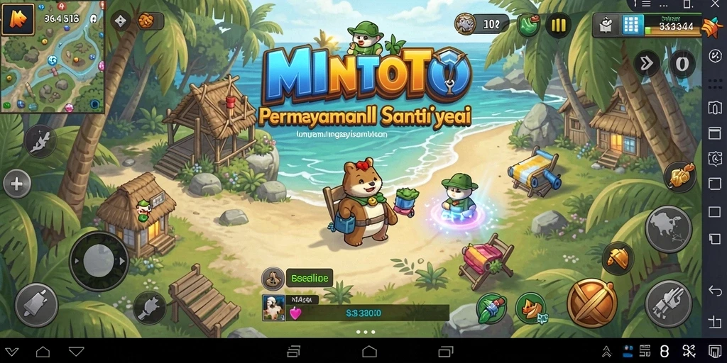 Screenshot utama MINTOTO menunjukkan gameplay yang ceria dan menarik.