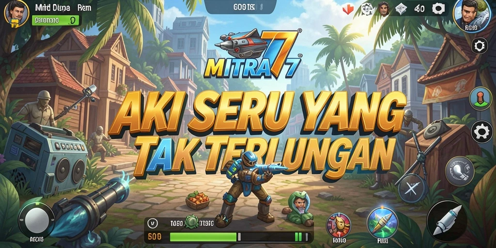 Screenshot utama MITRA77 dengan tampilan aksi yang mendebarkan.