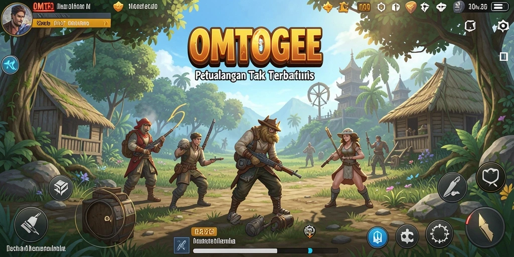Screenshot gameplay OMTOGEL menampilkan dunia terbuka yang luas dan interaktif.