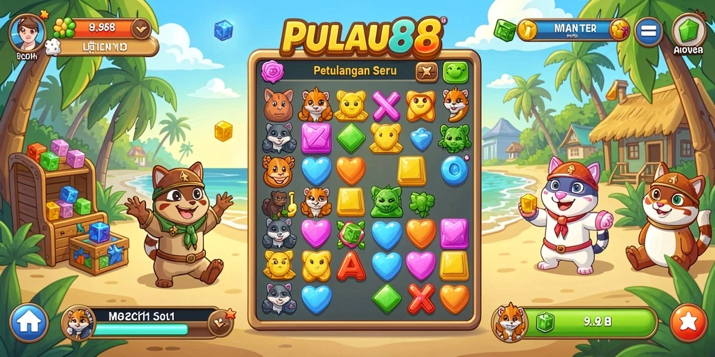 Tampilan gameplay menarik PULAU88 yang penuh warna dan tantangan.