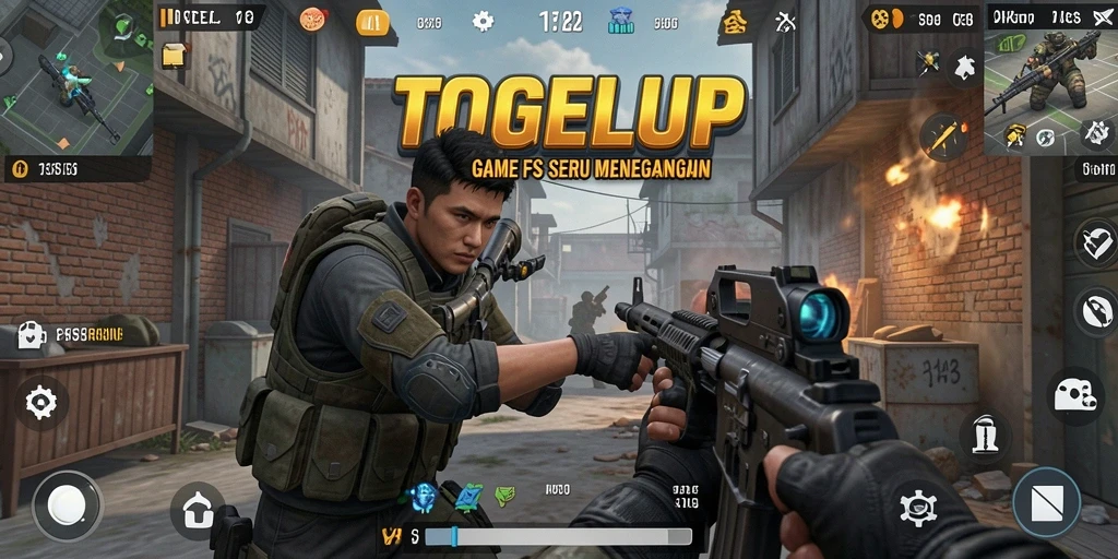 Tangkapan layar TOGELUP memperlihatkan aksi gameplay FPS yang mendebarkan.