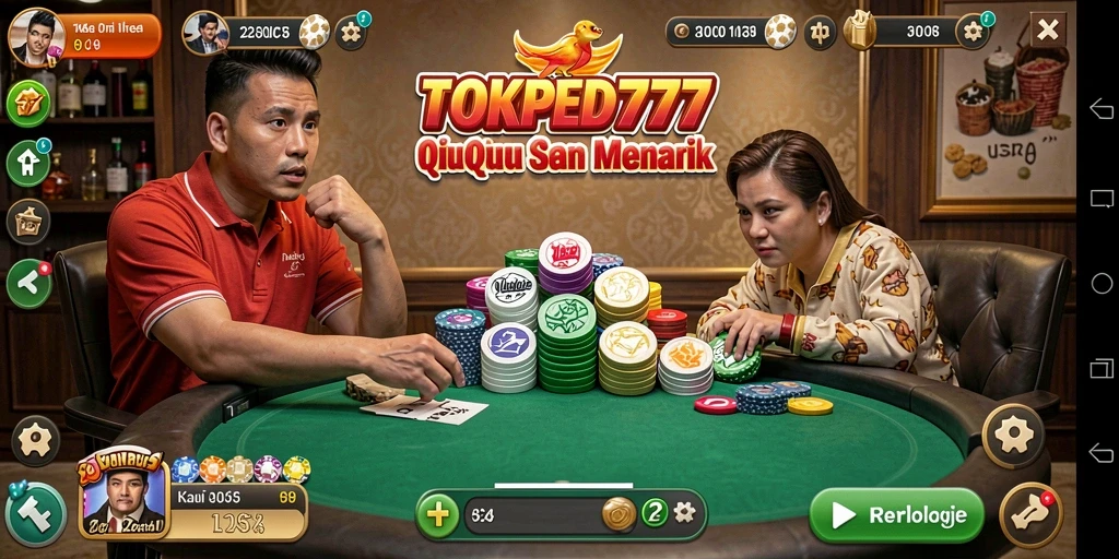 Screenshot utama TOKPED777 menampilkan gameplay QiuQiu yang seru.